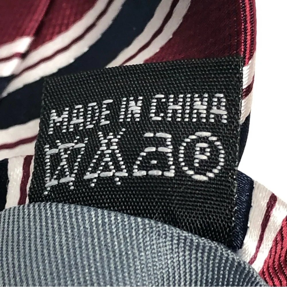 R. Junior Boy’s Maroon Navy and White Striped Microfiber Tie Size 8-10